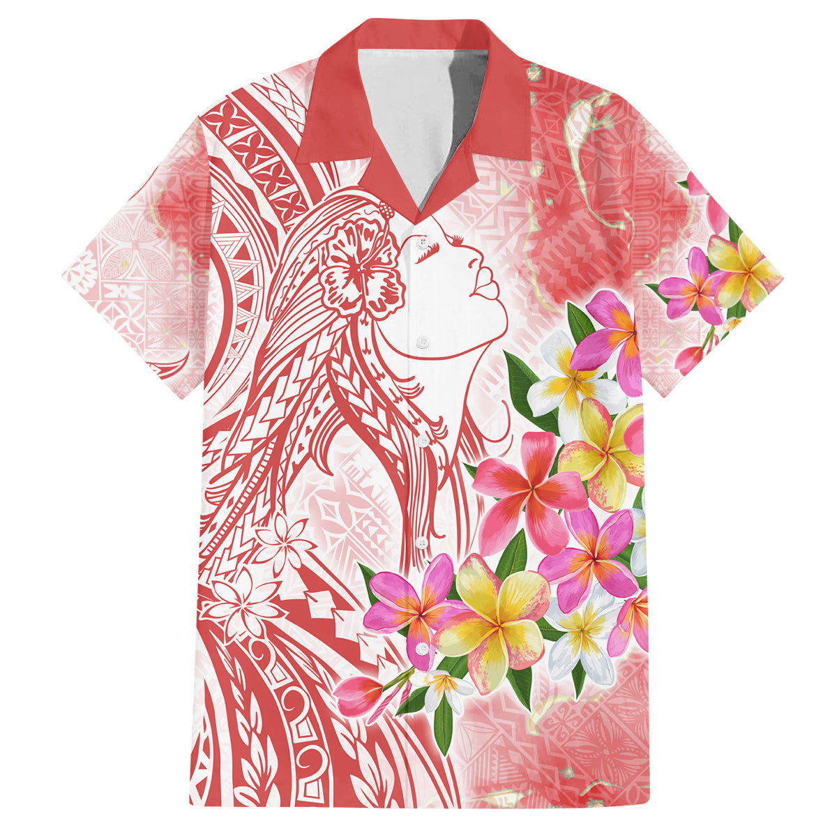 Polynesian Women's Day Wahine Family Matching Off Shoulder Maxi Dress and Hawaiian Shirt Plumeria Marble Glaze - Pink LT7 Dad's Shirt - Short Sleeve Pink - Polynesian Pride