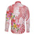 Polynesian Women's Day Wahine Family Matching Puletasi and Hawaiian Shirt Plumeria Marble Glaze - Pink LT7 - Polynesian Pride