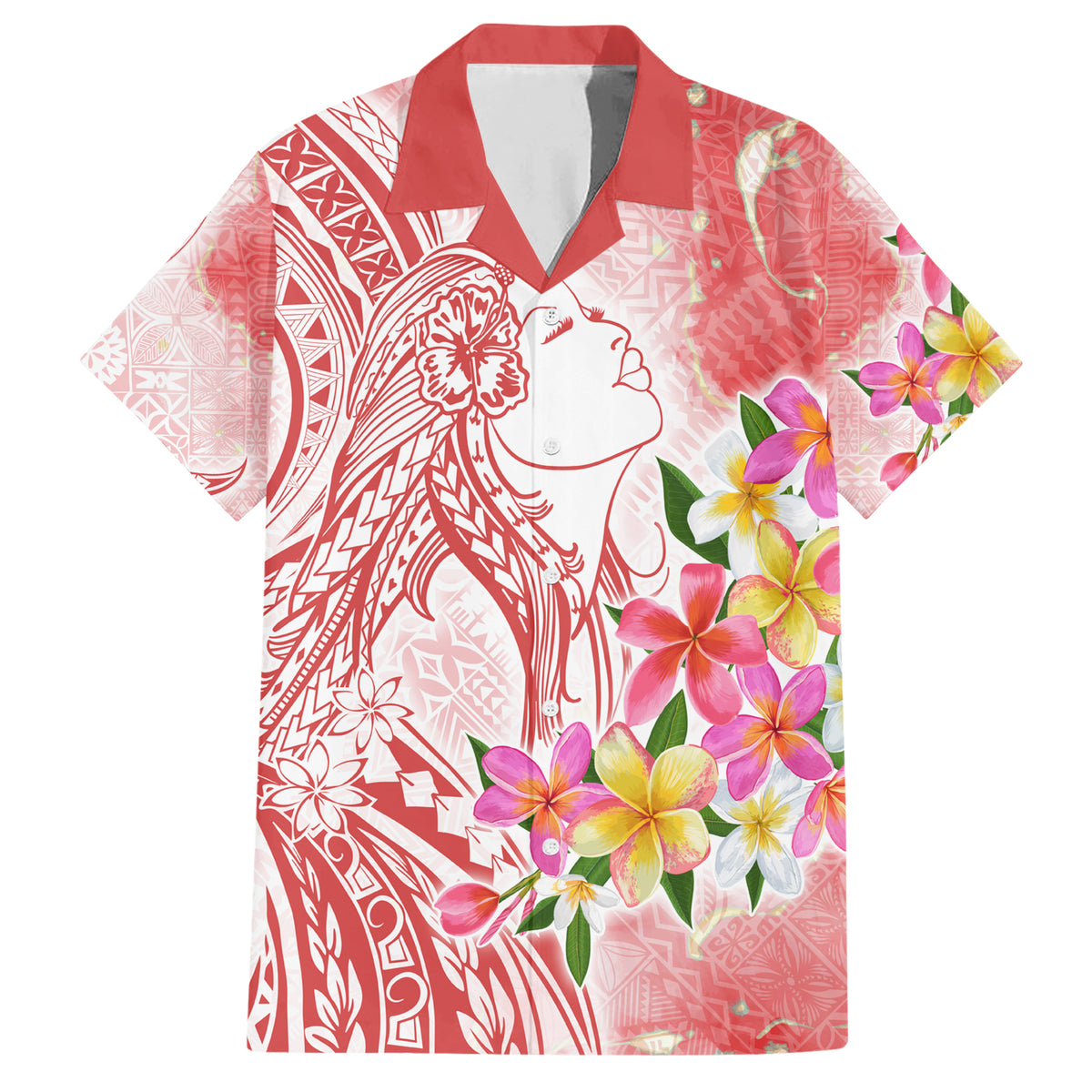 Polynesian Women's Day Wahine Family Matching Short Sleeve Bodycon Dress and Hawaiian Shirt Plumeria Marble Glaze - Pink LT7 Dad's Shirt - Short Sleeve Pink - Polynesian Pride