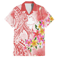 Polynesian Women's Day Wahine Family Matching Short Sleeve Bodycon Dress and Hawaiian Shirt Plumeria Marble Glaze - Pink LT7 Dad's Shirt - Short Sleeve Pink - Polynesian Pride