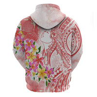 Polynesian Women's Day Wahine Hoodie Plumeria Marble Glaze - Pink LT7 - Polynesian Pride