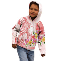 Polynesian Women's Day Wahine Kid Hoodie Plumeria Marble Glaze - Pink LT7 - Polynesian Pride