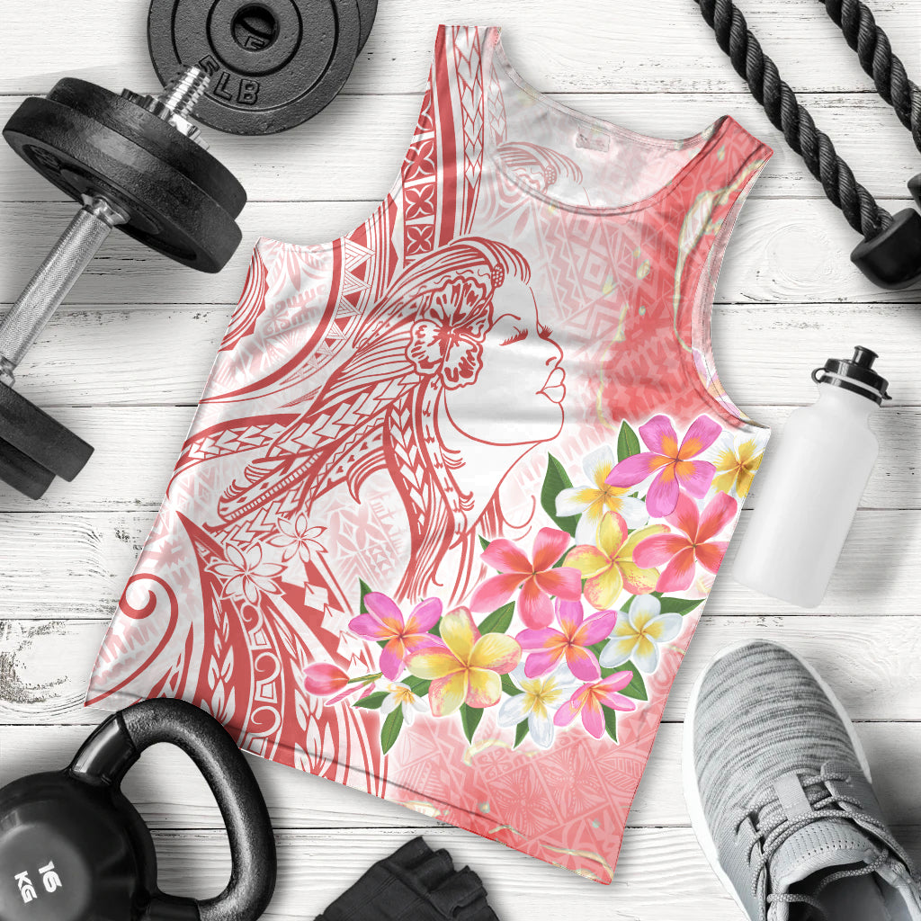 Polynesian Women's Day Wahine Men Tank Top Plumeria Marble Glaze - Pink LT7 - Polynesian Pride