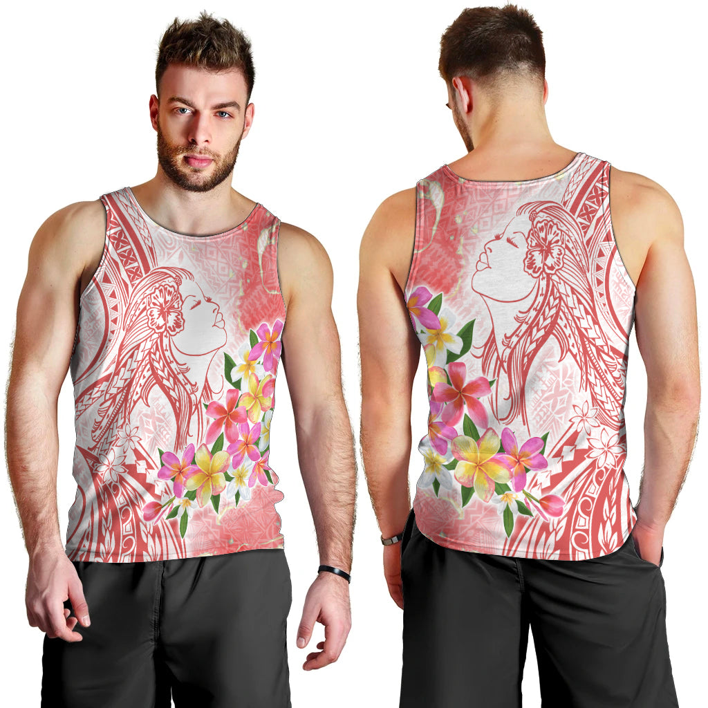 Polynesian Women's Day Wahine Men Tank Top Plumeria Marble Glaze - Pink LT7 - Polynesian Pride