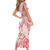 Polynesian Women's Day Wahine Short Sleeve Bodycon Dress Plumeria Marble Glaze - Pink LT7 - Polynesian Pride