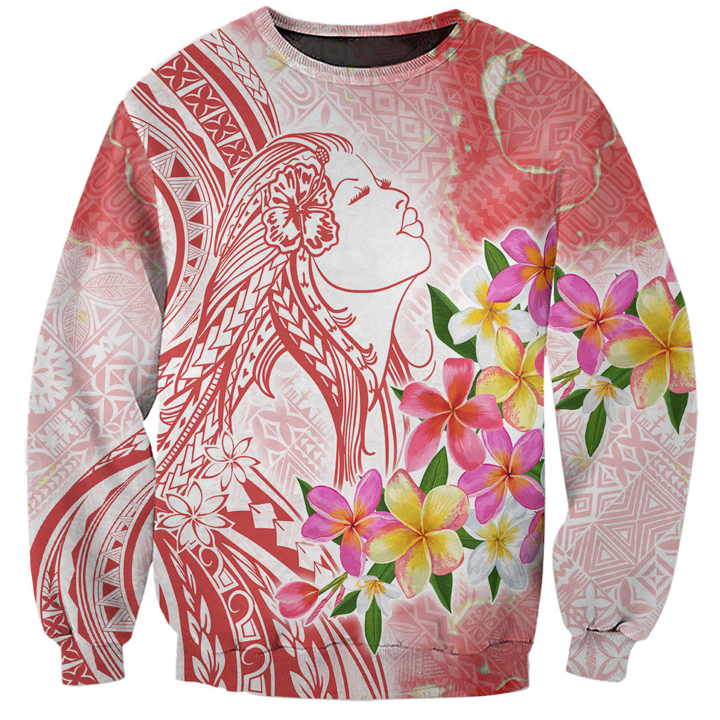Polynesian Women's Day Wahine Sweatshirt Plumeria Marble Glaze - Pink LT7 Unisex Pink - Polynesian Pride