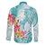Polynesian Women's Day Wahine Family Matching Mermaid Dress and Hawaiian Shirt Plumeria Marble Glaze - Teal LT7 - Polynesian Pride