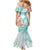 Polynesian Women's Day Wahine Family Matching Mermaid Dress and Hawaiian Shirt Plumeria Marble Glaze - Teal LT7 - Polynesian Pride