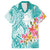 Polynesian Women's Day Wahine Hawaiian Shirt Plumeria Marble Glaze - Teal LT7 Teal - Polynesian Pride