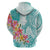 Polynesian Women's Day Wahine Hoodie Plumeria Marble Glaze - Teal LT7 - Polynesian Pride