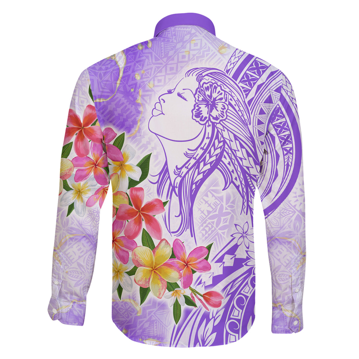 Polynesian Women's Day Wahine Family Matching Puletasi and Hawaiian Shirt Plumeria Marble Glaze - Purple LT7 - Polynesian Pride