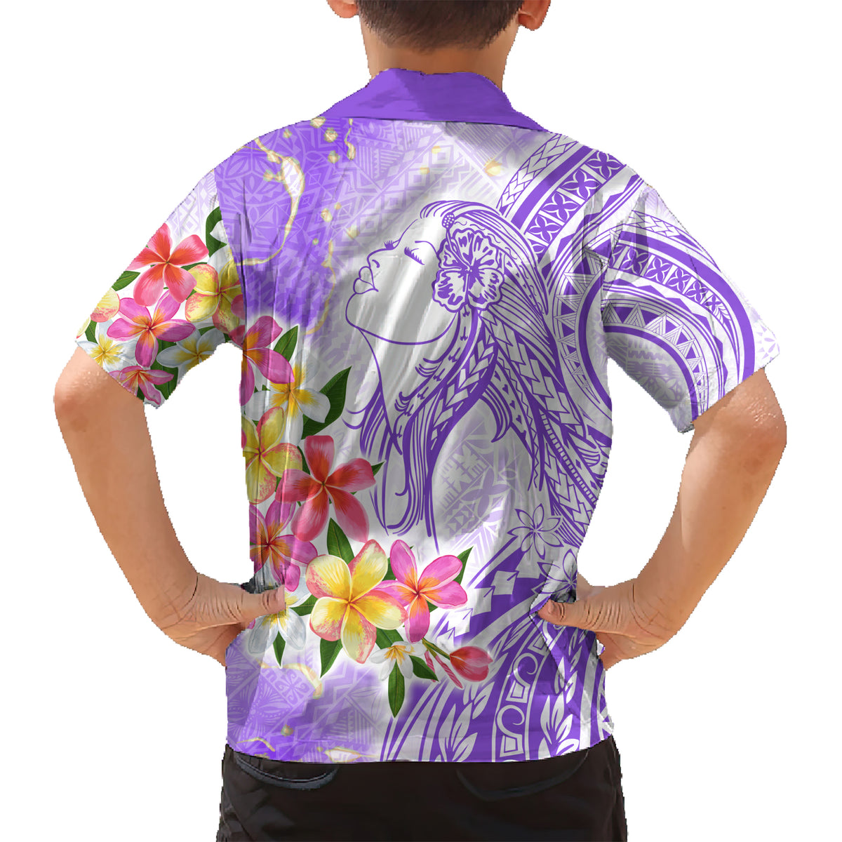 Polynesian Women's Day Wahine Hawaiian Shirt Plumeria Marble Glaze - Purple LT7 - Polynesian Pride