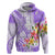 Polynesian Women's Day Wahine Hoodie Plumeria Marble Glaze - Purple LT7 Pullover Hoodie Purple - Polynesian Pride