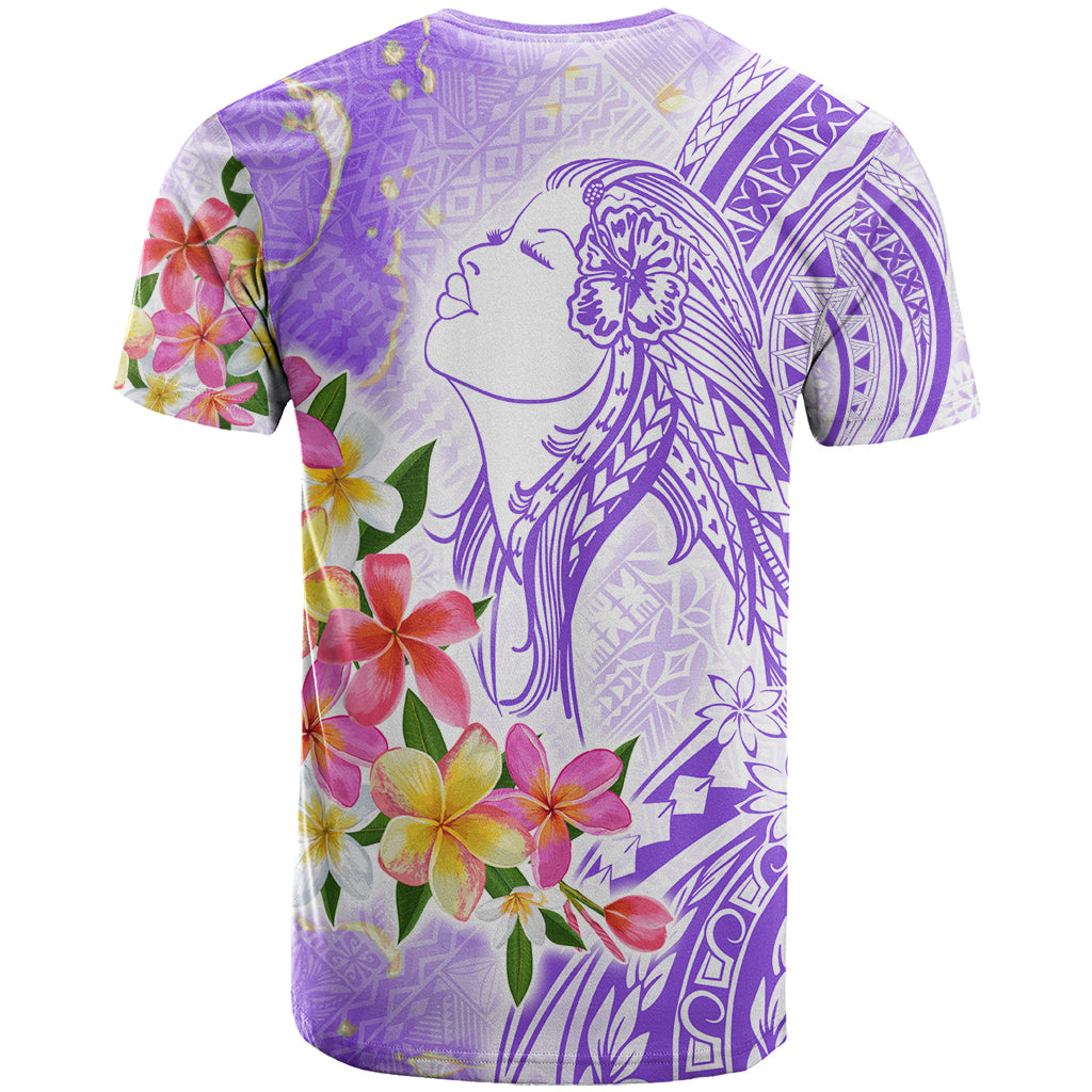 Polynesian Women's Day Wahine T Shirt Plumeria Marble Glaze - Purple LT7 - Polynesian Pride