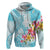 Polynesian Women's Day Wahine Hoodie Plumeria Marble Glaze - Turquoise LT7 Pullover Hoodie Turquoise - Polynesian Pride