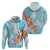 Polynesian Women's Day Wahine Hoodie Plumeria Marble Glaze - Turquoise LT7 - Polynesian Pride