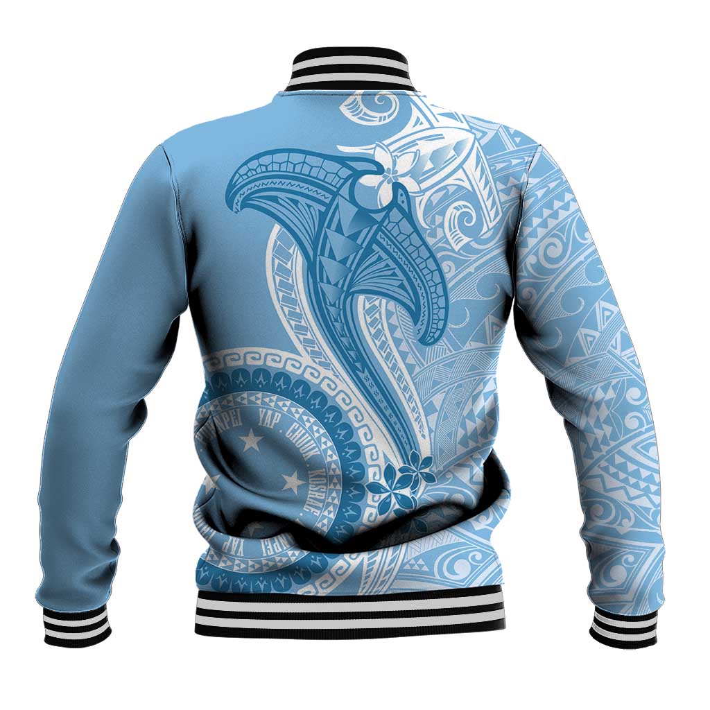Micronesia FSM Baseball Jacket Shark and Manta Classic Style