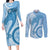 Micronesia FSM Couples Matching Long Sleeve Bodycon Dress and Long Sleeve Button Shirt Shark and Manta Classic Style