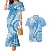 Micronesia FSM Couples Matching Mermaid Dress and Hawaiian Shirt Shark and Manta Classic Style