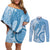 Micronesia FSM Couples Matching Off Shoulder Short Dress and Long Sleeve Button Shirt Shark and Manta Classic Style