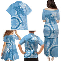Micronesia FSM Family Matching Puletasi and Hawaiian Shirt Shark and Manta Classic Style