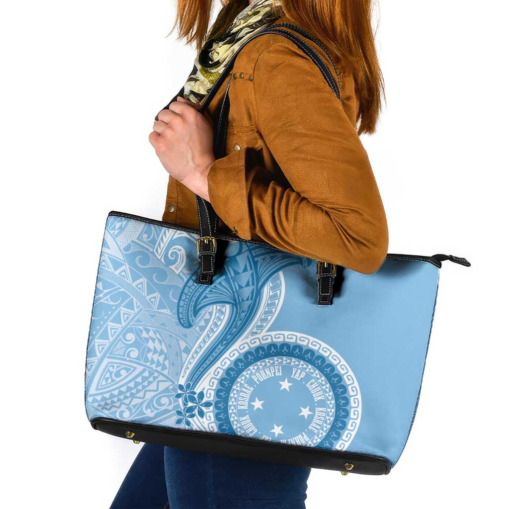 Micronesia FSM Leather Tote Bag Shark and Manta Classic Style