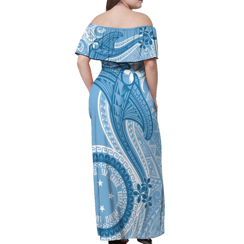 Micronesia FSM Off Shoulder Maxi Dress Shark and Manta Classic Style