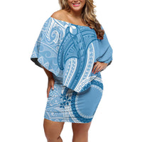 Micronesia FSM Off Shoulder Short Dress Shark and Manta Classic Style