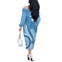Micronesia FSM Off The Shoulder Long Sleeve Dress Shark and Manta Classic Style