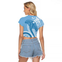 Micronesia FSM Raglan Cropped T Shirt Shark and Manta Classic Style