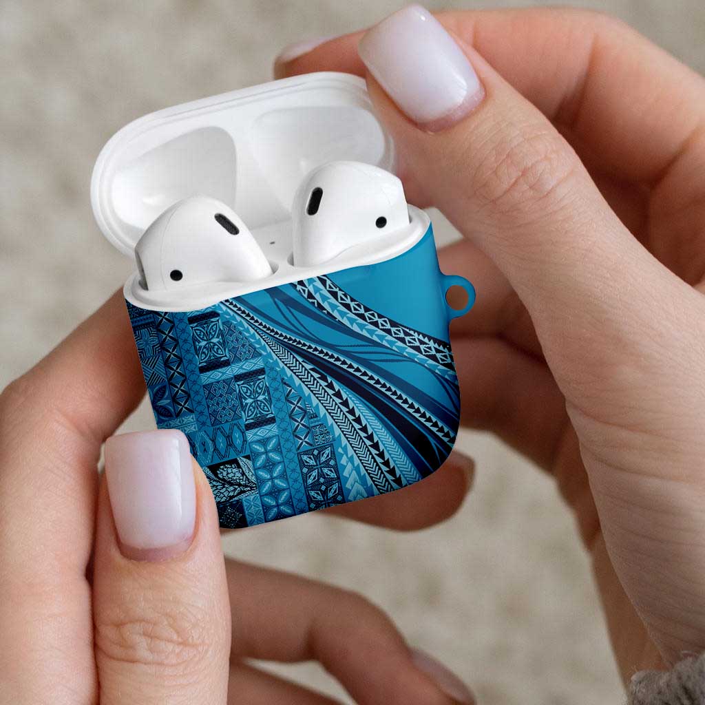 Pasifika Women's Day - Samoa Siapo Malu Tattoo Inspired AirPods Case Turquoise