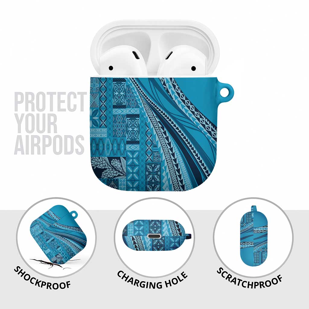 Pasifika Women's Day - Samoa Siapo Malu Tattoo Inspired AirPods Case Turquoise