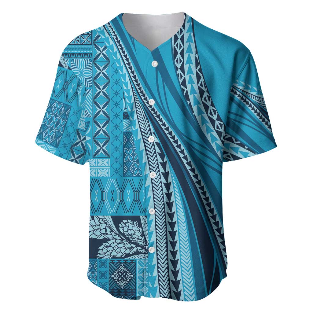 Pasifika Women's Day - Samoa Siapo Malu Tattoo Inspired Baseball Jersey Turquoise