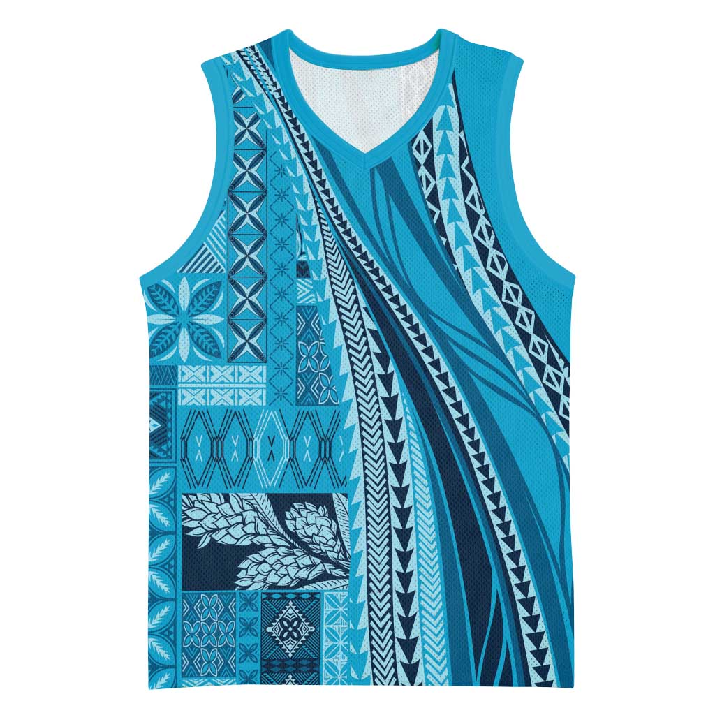 Pasifika Women's Day - Samoa Siapo Malu Tattoo Inspired Basketball Jersey Turquoise