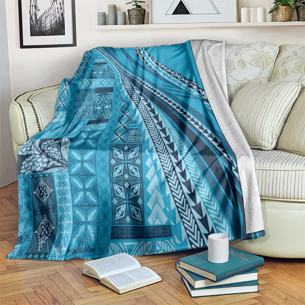 Pasifika Women's Day - Samoa Siapo Malu Tattoo Inspired Blanket Turquoise