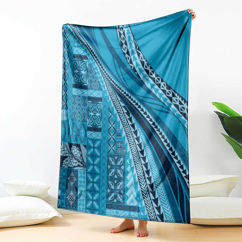 Pasifika Women's Day - Samoa Siapo Malu Tattoo Inspired Blanket Turquoise