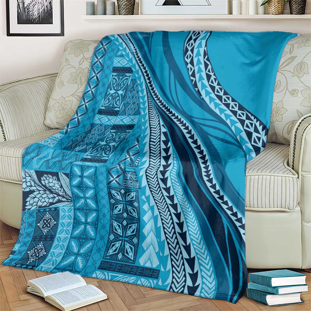 Pasifika Women's Day - Samoa Siapo Malu Tattoo Inspired Blanket Turquoise