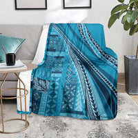 Pasifika Women's Day - Samoa Siapo Malu Tattoo Inspired Blanket Turquoise