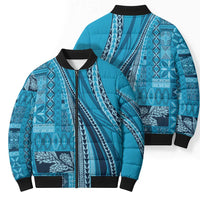 Pasifika Women's Day - Samoa Siapo Malu Tattoo Inspired Bomber Puffer Jacket Turquoise