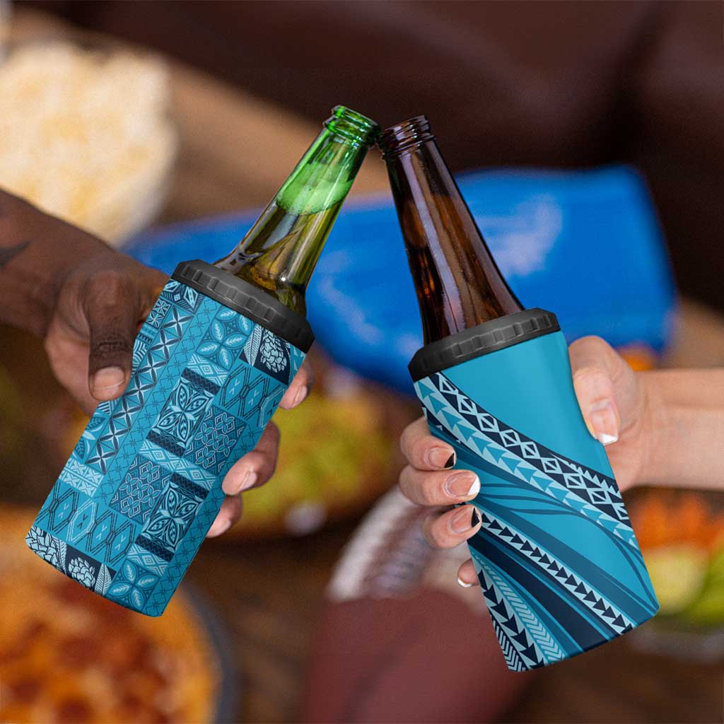 Pasifika Women's Day - Samoa Siapo Malu Tattoo Inspired 4 in 1 Can Cooler Tumbler Turquoise