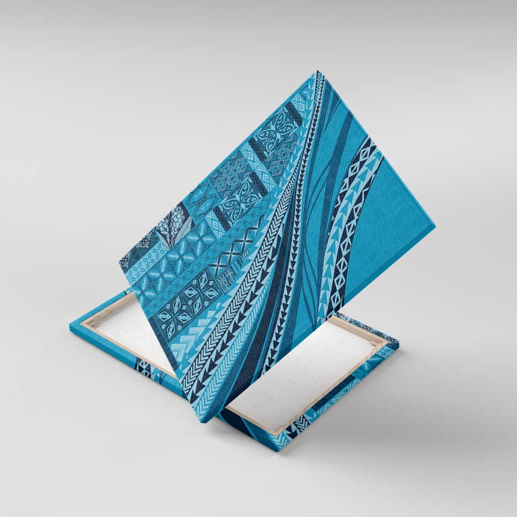 Pasifika Women's Day - Samoa Siapo Malu Tattoo Inspired Canvas Wall Art Turquoise