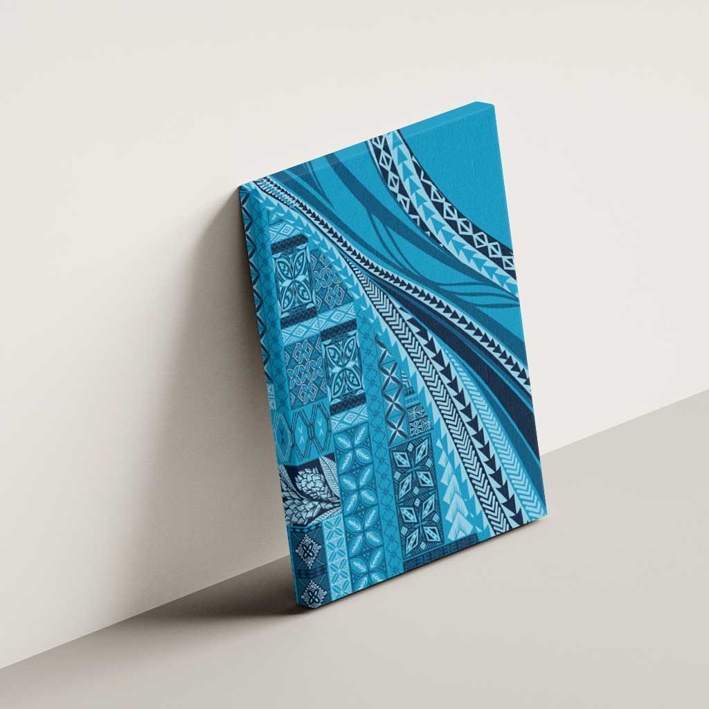 Pasifika Women's Day - Samoa Siapo Malu Tattoo Inspired Canvas Wall Art Turquoise