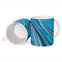 Pasifika Women's Day - Samoa Siapo Malu Tattoo Inspired Ceramic Mug Turquoise