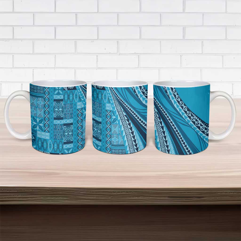 Pasifika Women's Day - Samoa Siapo Malu Tattoo Inspired Ceramic Mug Turquoise