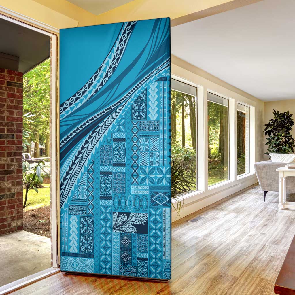 Pasifika Women's Day - Samoa Siapo Malu Tattoo Inspired Door Cover Turquoise