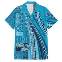Pasifika Women's Day - Samoa Siapo Malu Tattoo Inspired Family Matching Long Sleeve Bodycon Dress and Hawaiian Shirt Turquoise LT7 Dad's Shirt - Short Sleeve Turquoise - Polynesian Pride