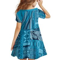 Pasifika Women's Day - Samoa Siapo Malu Tattoo Inspired Family Matching Mermaid Dress and Hawaiian Shirt Turquoise LT7 - Polynesian Pride