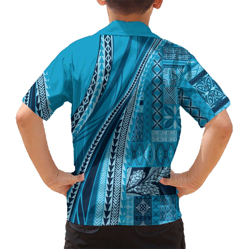 Pasifika Women's Day - Samoa Siapo Malu Tattoo Inspired Family Matching Tank Maxi Dress and Hawaiian Shirt Turquoise LT7 - Polynesian Pride