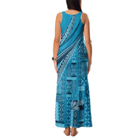 Pasifika Women's Day - Samoa Siapo Malu Tattoo Inspired Family Matching Tank Maxi Dress and Hawaiian Shirt Turquoise LT7 - Polynesian Pride