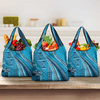 Pasifika Women's Day - Samoa Siapo Malu Tattoo Inspired Grocery Bag Turquoise